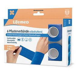 PAPSTAR Verband, zelfklevend, 6 rollen, blauw