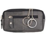 Etui porte-clés RFID, en cuir, gris