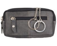 Etui porte-clés RFID, en cuir, gris