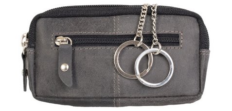 RFID key case, leather, gray