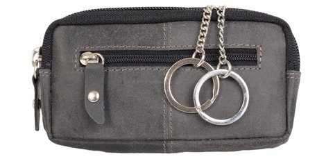 Etui porte-clés RFID, en cuir, gris