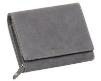 Portefeuille pour dames RFID, en cuir, gris