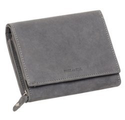 Portefeuille pour dames RFID, en cuir, gris
