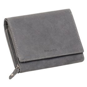 Portefeuille pour dames RFID, en cuir, gris