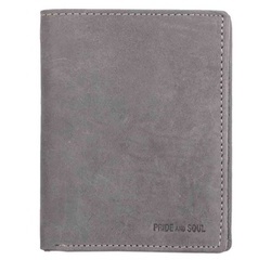Portefeuille RFID, format portrait, cuir, gris