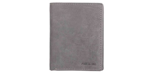 Portefeuille RFID, format portrait, cuir, gris