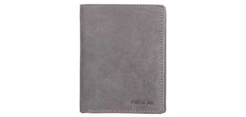 Portefeuille RFID, format portrait, cuir, gris