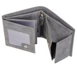 Portefeuille RFID, format portrait, cuir, gris