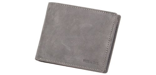 RFID-Brieftasche, Querformat, Leder, grau