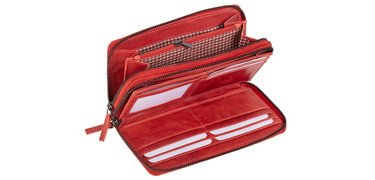 Portefeuille pour dames, en cuir, couleur : gris-brun