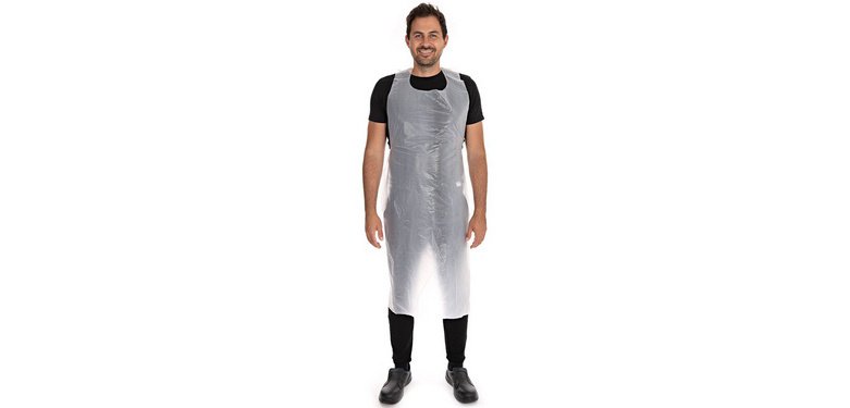 HDPE bib apron, embossed, 12 microns, white