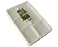 Bord van suikerriet, 5 compartimenten, wit