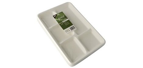 Sugarcane tray, 5 compartments, white