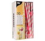 Paille en papier 'Flamand rose', 200 mm, rose/blanc