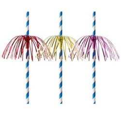 Paille en papier 'Feu d'artifice', 200mm, bleu/blanc