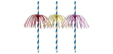 Paper straw 'Firework', 200mm, blue/white