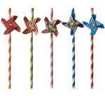 Paille en papier 'Moulin à vent', 200 mm, coloré