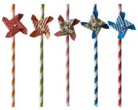 Papieren rietjes 'Windmolen', 200 mm, gekleurd