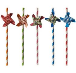 Paille en papier 'Moulin à vent', 200 mm, coloré