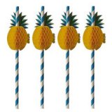 Paille en papier 'Ananas', 200 mm, bleu/blanc