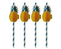 Paille en papier 'Ananas', 200 mm, bleu/blanc