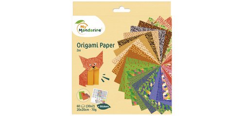 Origami Paper Zoo, 20 x 20 cm, 60F, 70g - Multicolore