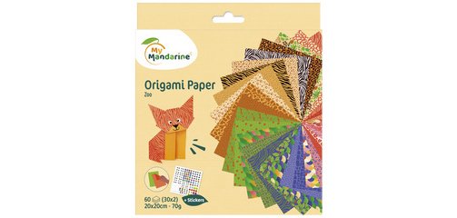 Origami Paper Zoo, 20 x 20 cm, 60F, 70g - Multicolore