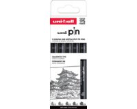 Uni Pin fineliner, étui de 8 pièces, noir, 0,03-0,1-0,3-0,5-0,7-0,9-1,2 et 1 brush