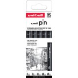 Fineliner Uni-Ball Pin ASP009 Set 5 Breiten schwarz