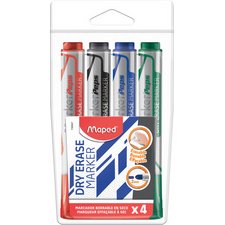 Marqueur effaçable Maped Marker'Peps Jumbo pointe ogive 2 mm - Pochette de 4 couleurs assorties