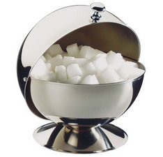Sucrier boule à couvercle coulissant, acier inoxydable