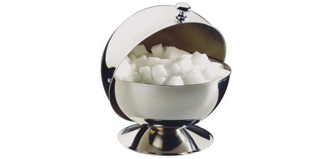 Sucrier boule à couvercle coulissant, acier inoxydable