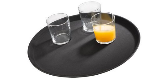 Plateau de service NOSLIDE, diamètre : 275 mm, noir