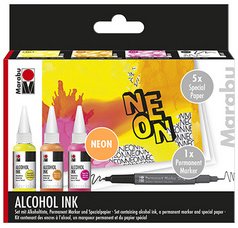Encre permanente Alcohol Ink, set fluo 'NEON'
