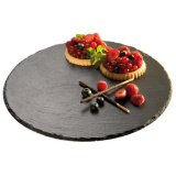 Leisteen taartplateau, rond, diameter: 320 mm, antraciet