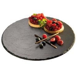 Plat à tarte en ardoise naturelle, rond, anthracite