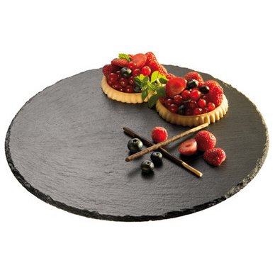 Plat à tarte en ardoise naturelle, rond, anthracite