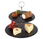 Plat de service ardoise naturelle, 2 étages, anthracite