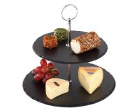 Plat de service ardoise naturelle, 2 étages, anthracite
