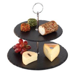 Plat de service ardoise naturelle, 2 étages, anthracite