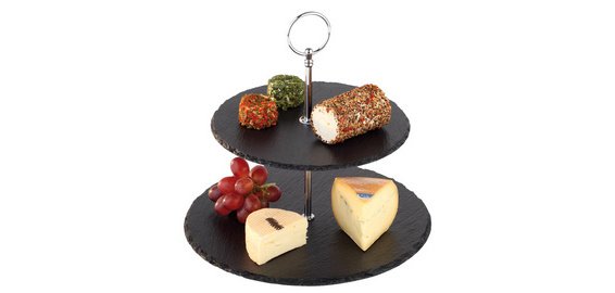 Plat de service ardoise naturelle, 2 étages, anthracite