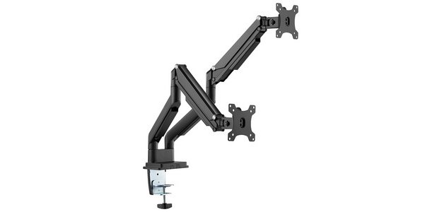 Support double écran universel, fixation par serrage