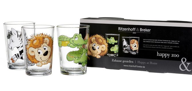Verre pour enfants HAPPY ZOO, set de 3