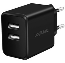 Chargeur secteur USB, 2x USB, 12 watts, noir