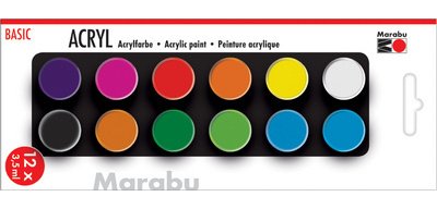 'BASIC' acrylic paint set, 12 x 3.5 ml