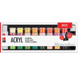 Set de peinture acrylique BASIC, 32x 3,5 ml/2x 59 ml