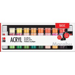 Set de peinture acrylique BASIC, 32x 3,5 ml/2x 59 ml