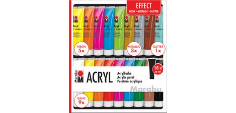 Set de peinture acrylique 'EFFECT', 18 x 36 ml