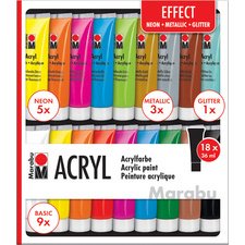 Set de peinture acrylique 'EFFECT', 18 x 36 ml