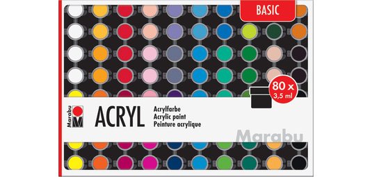 Set de peinture acrylique 'BASIC', 80 x 3,5 ml